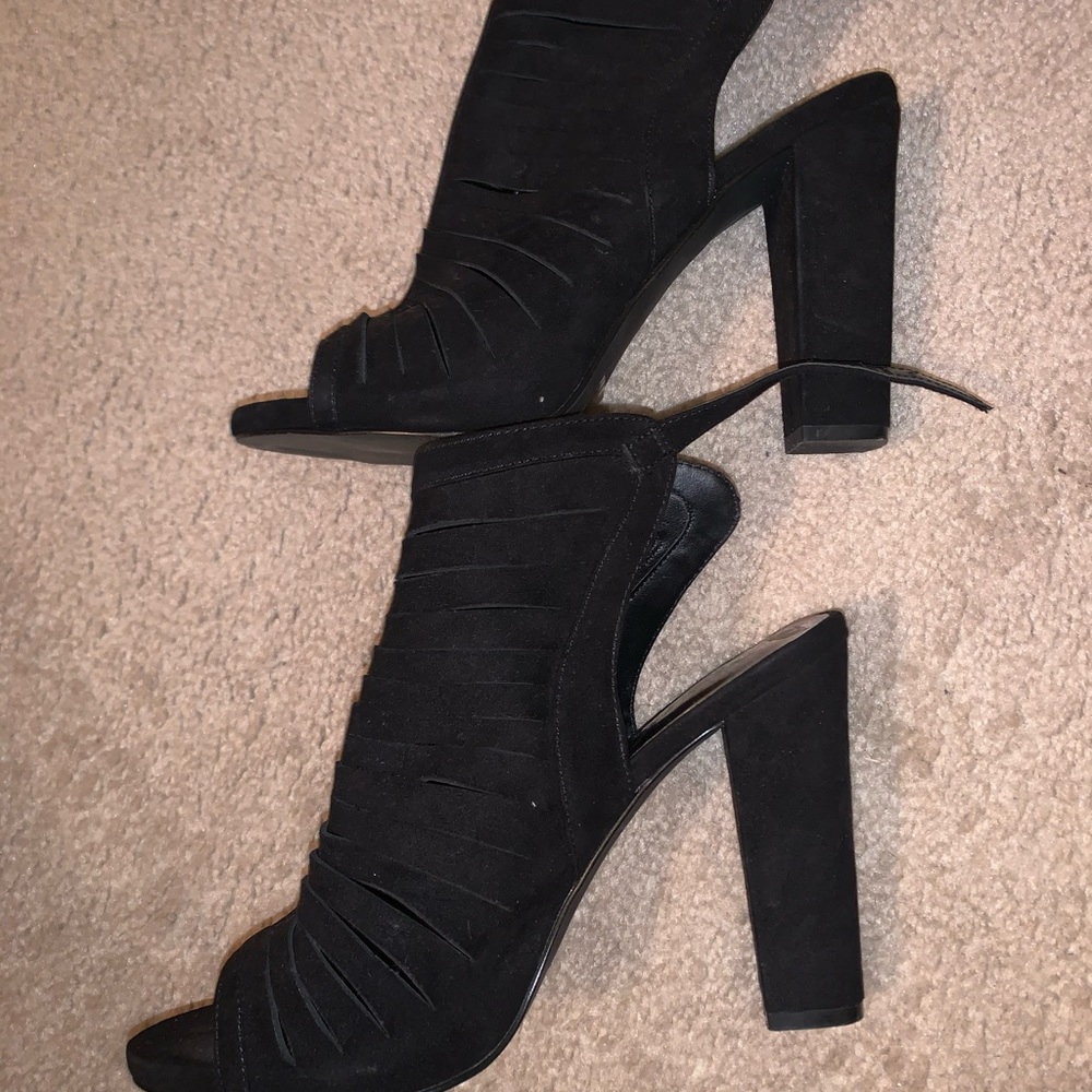 Black Platform Peep Toe Heels